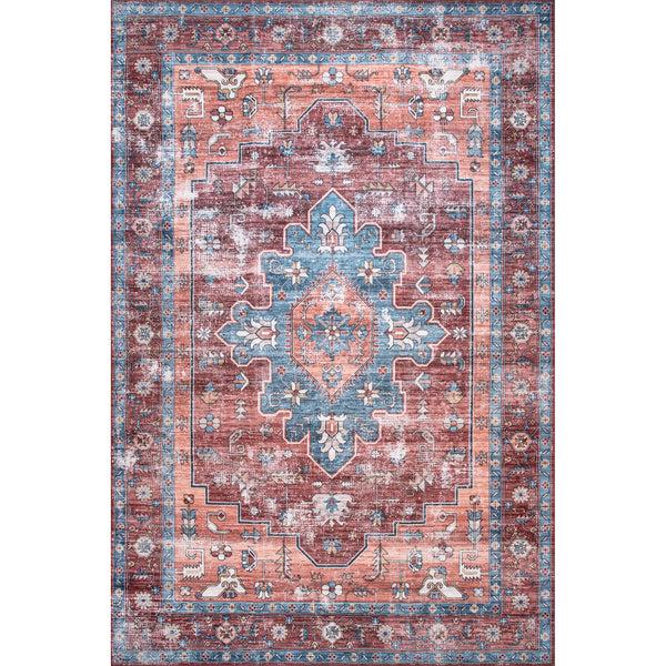 nuloom Zena Medallion Machine Washable Area Rug Rust