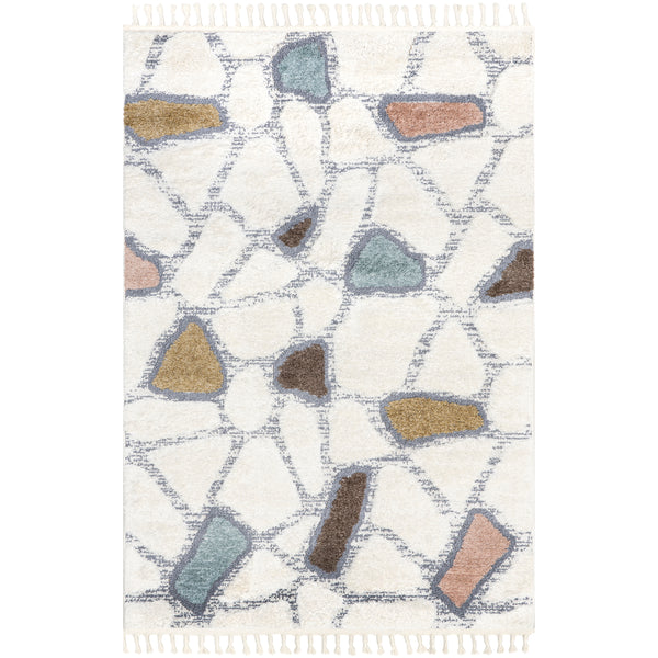 nuloom Zende Colorful Stones Kids Tassel Area Rug Beige