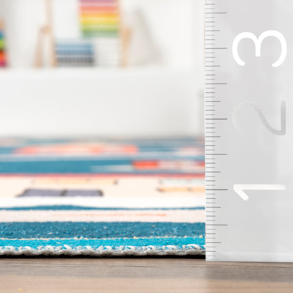 Nuloom Zita Neighborhood Machine Washable Kids Area Rug Blue Multi