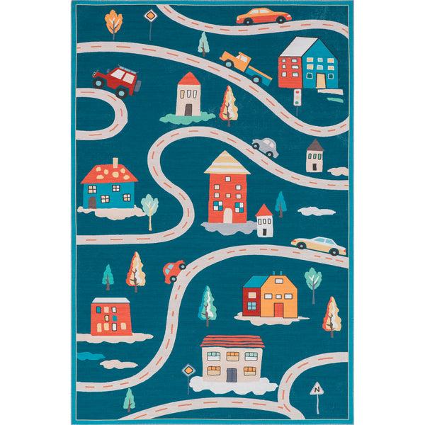 nuloom Zita Neighborhood Machine Washable Kids Area Rug Blue Multi
