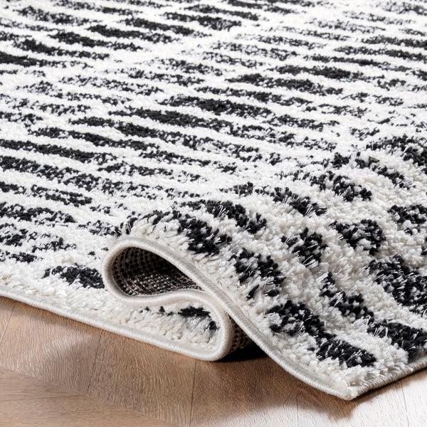 Nuloom Zoey Distressed Dash Shag Area Rug Black And White