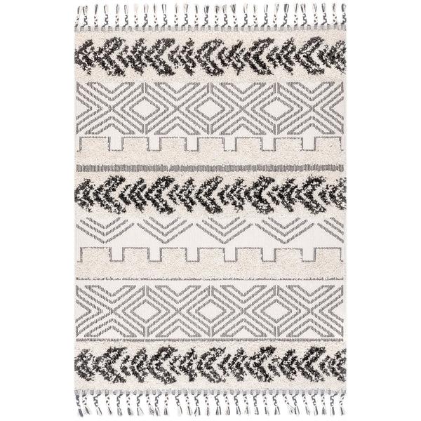 nuloom Zuri Shaggy Banded Tribal Area Rug Light Grey