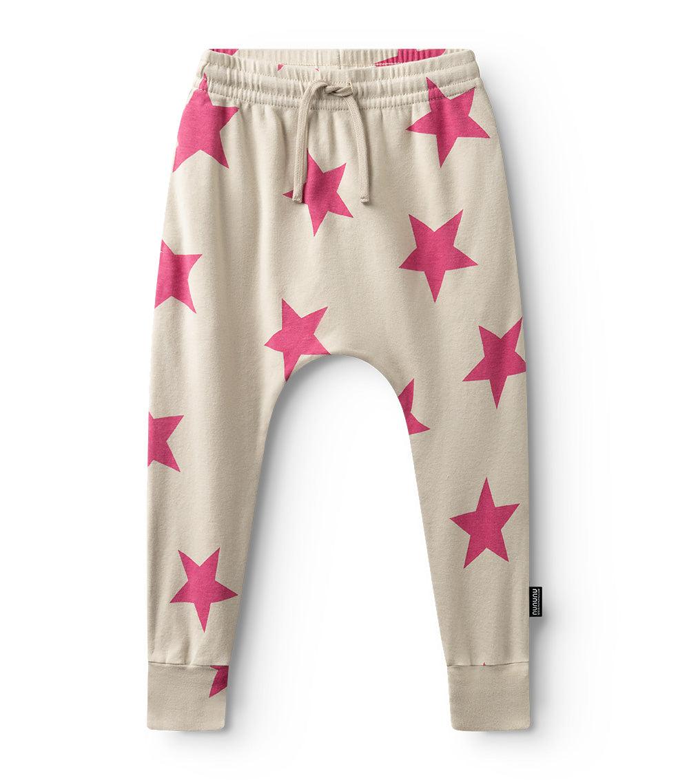nununu light star baggy pants smokey natural/hot pink