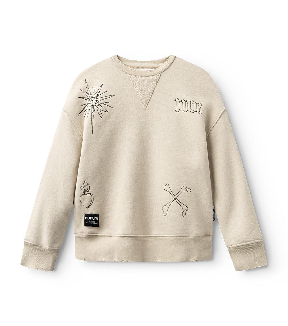 nununu all inked heavy sweatshirt smokey natural