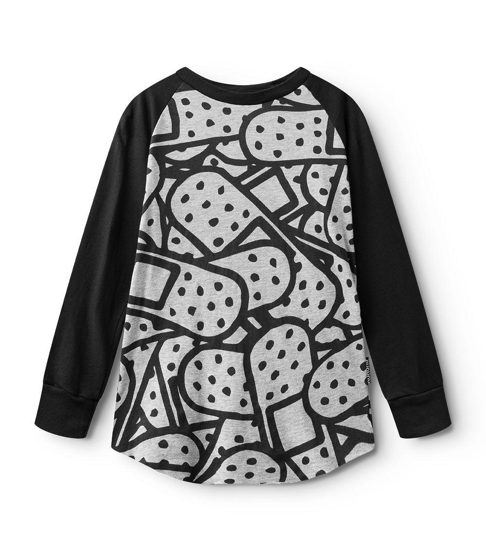 nununu bandaid baseball shirt heather grey