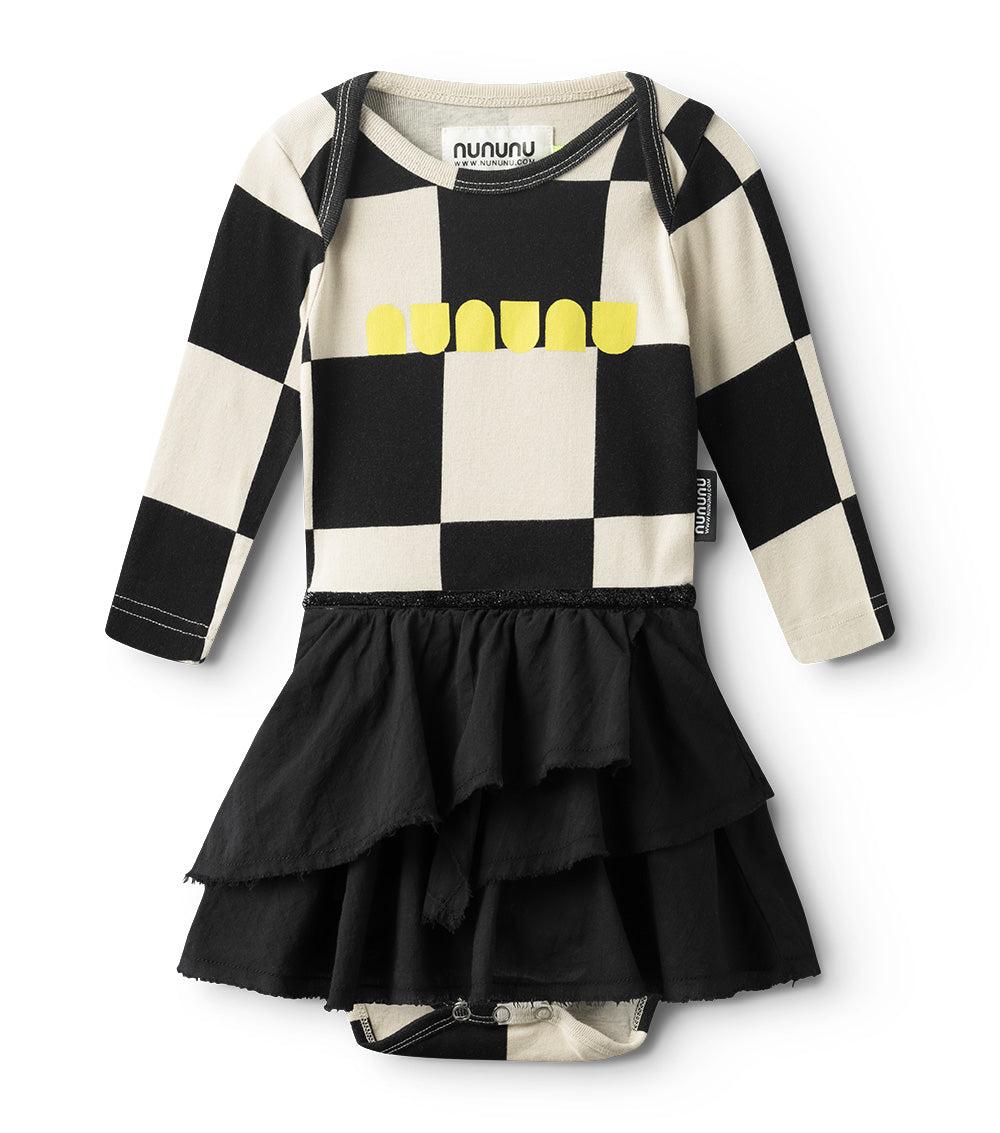 nununu checkmate onesie skirt