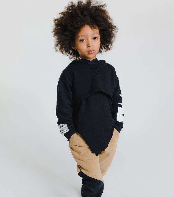 Nununu Cropped Hi-lo Hoodie Black