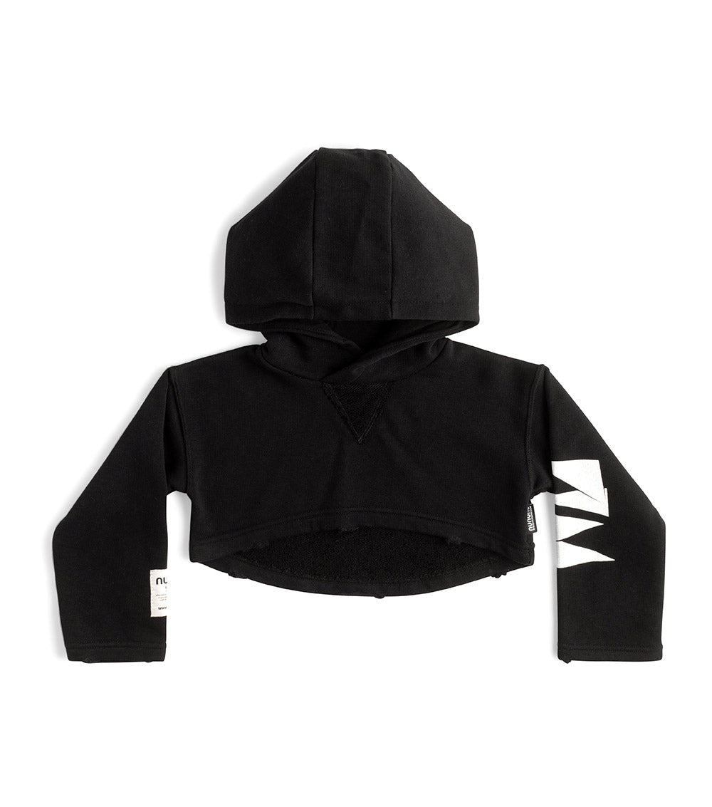 nununu cropped hi-lo hoodie black