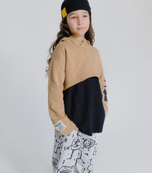 Nununu Cropped Hi-lo Hoodie Mocha