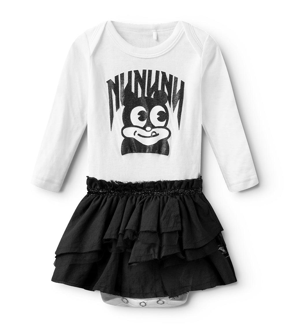 nununu curious much? onesie skirt white