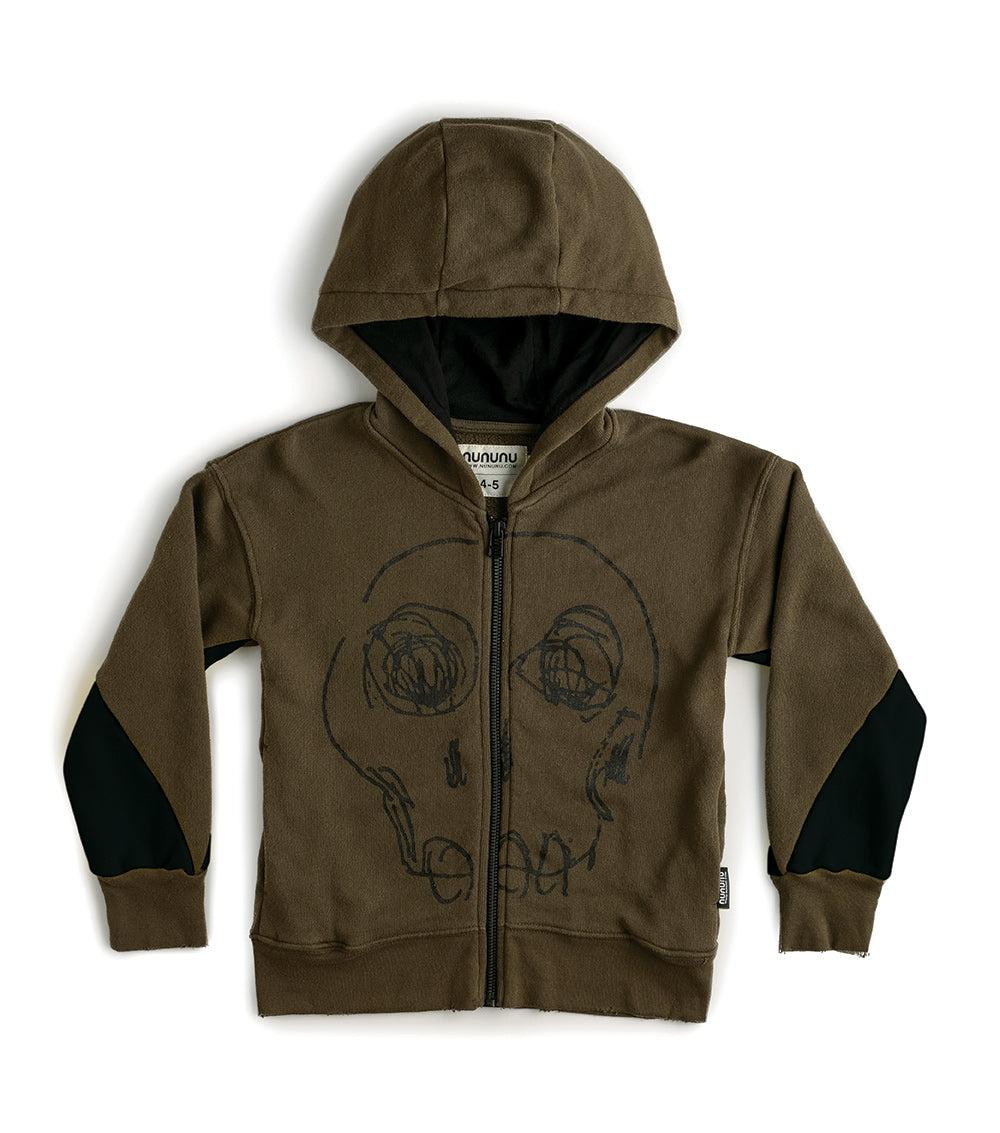 nununu dazed skull zip hoodie