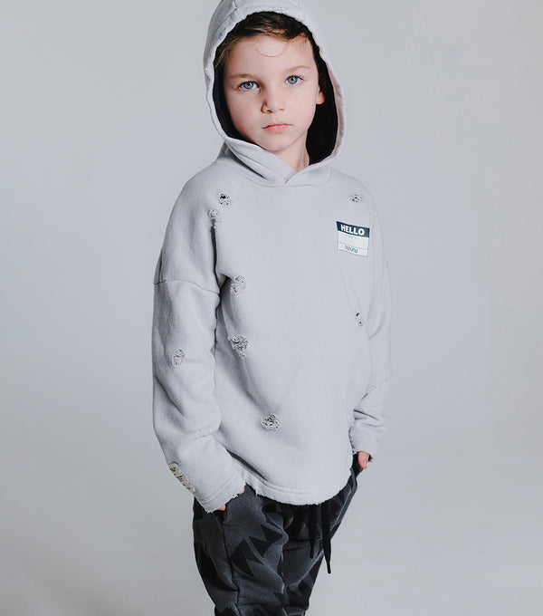 Nununu Distressed Hoodie Ice Grey