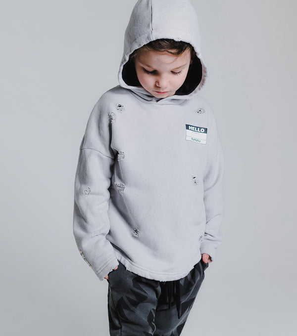 Nununu Distressed Hoodie Ice Grey