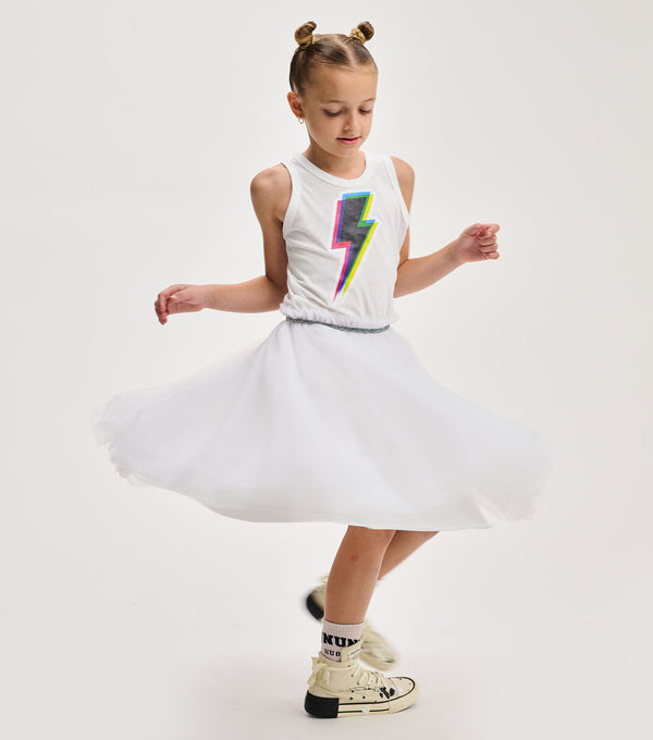 Nununu Dizzy Bolt Tulle Dress White