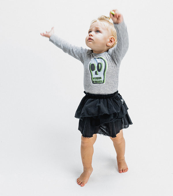 Nununu Dizzy Skull Onesie Skirt Heather Grey