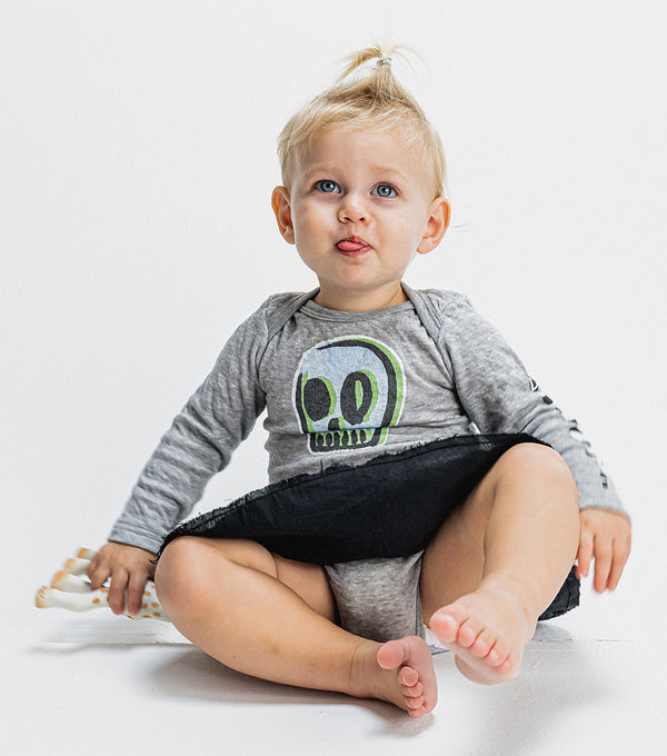 Nununu Dizzy Skull Onesie Skirt Heather Grey