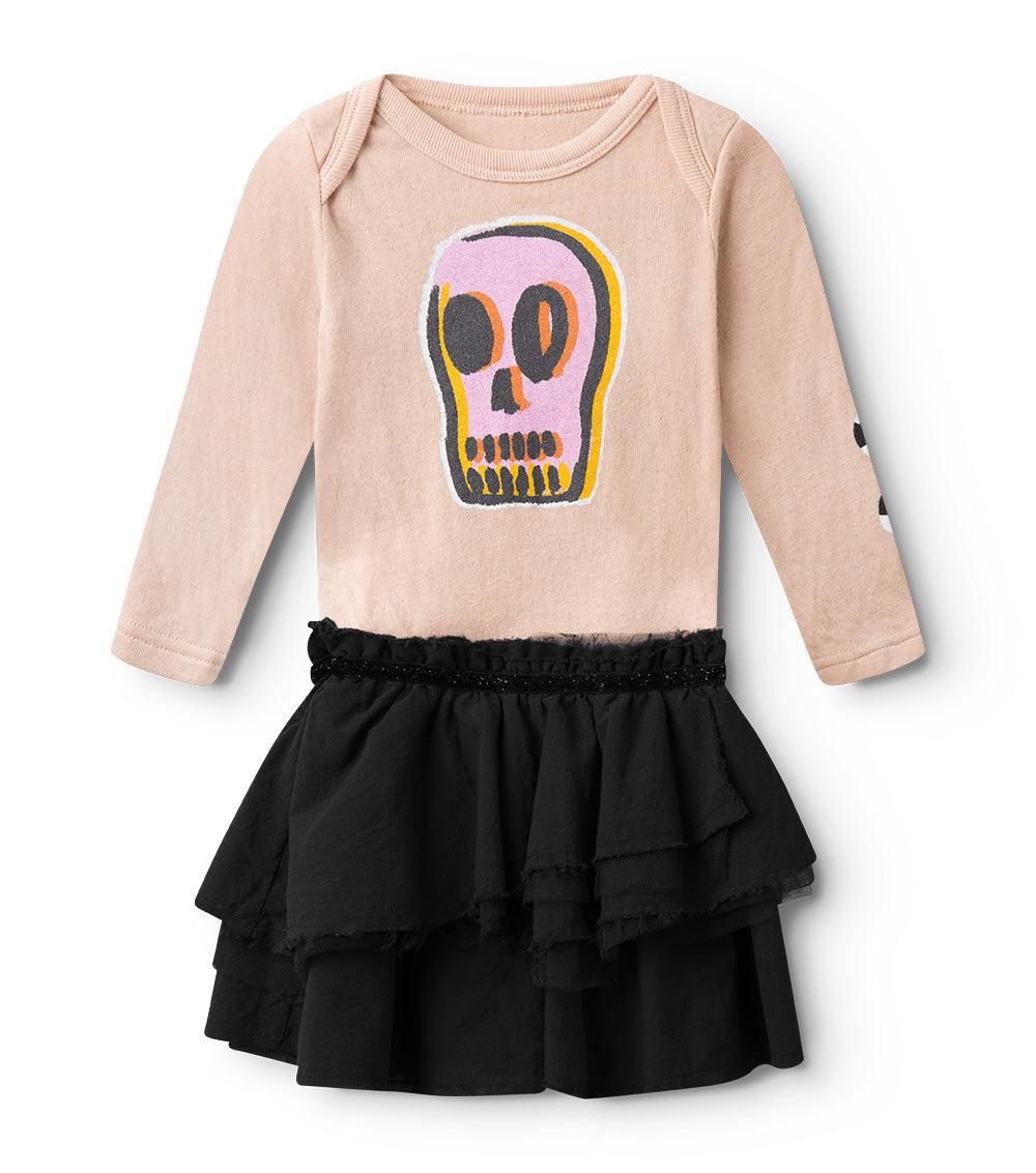 nununu dizzy skull onesie skirt nude