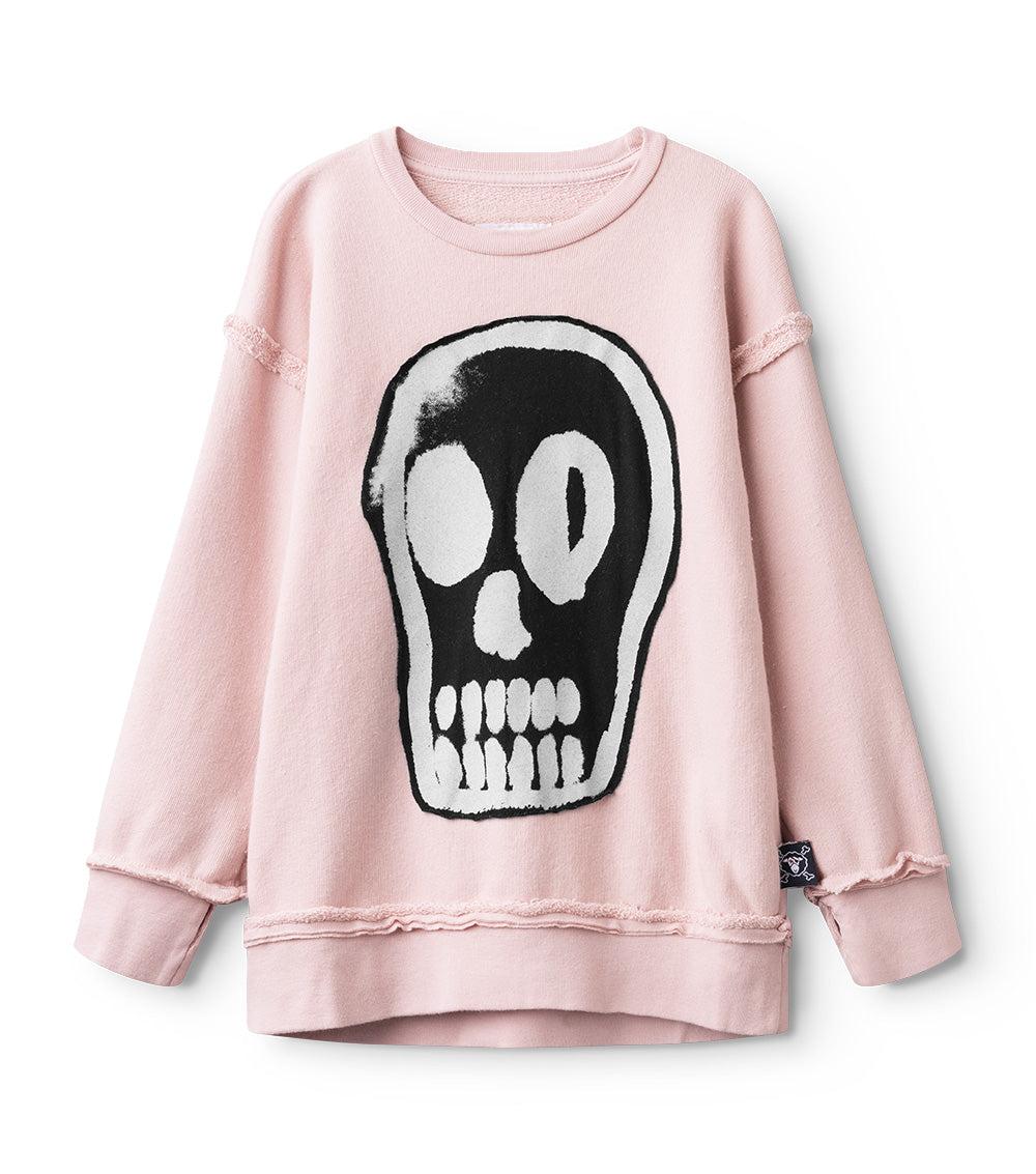 nununu dizzy skull sweatshirt powder pink