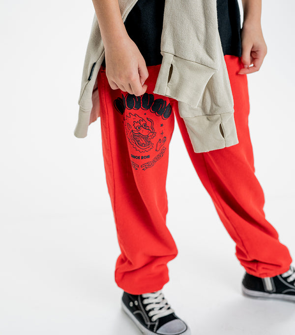 Nununu Dragon Sweatpants Washed Red