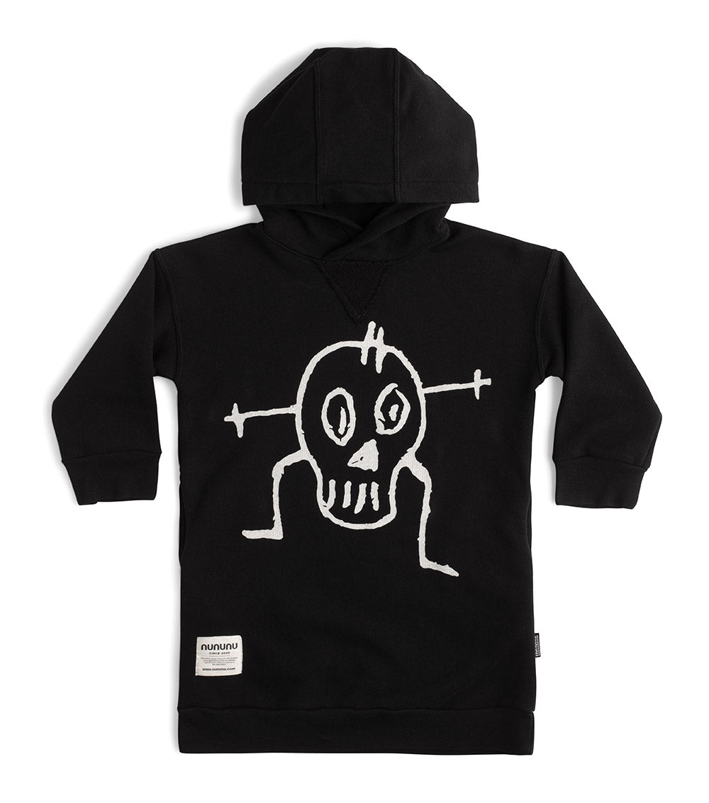 nununu goofy skull hooded dress black