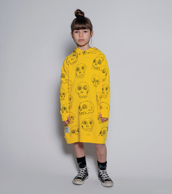 Nununu Hooded Scribbled Skulls A Dress Black