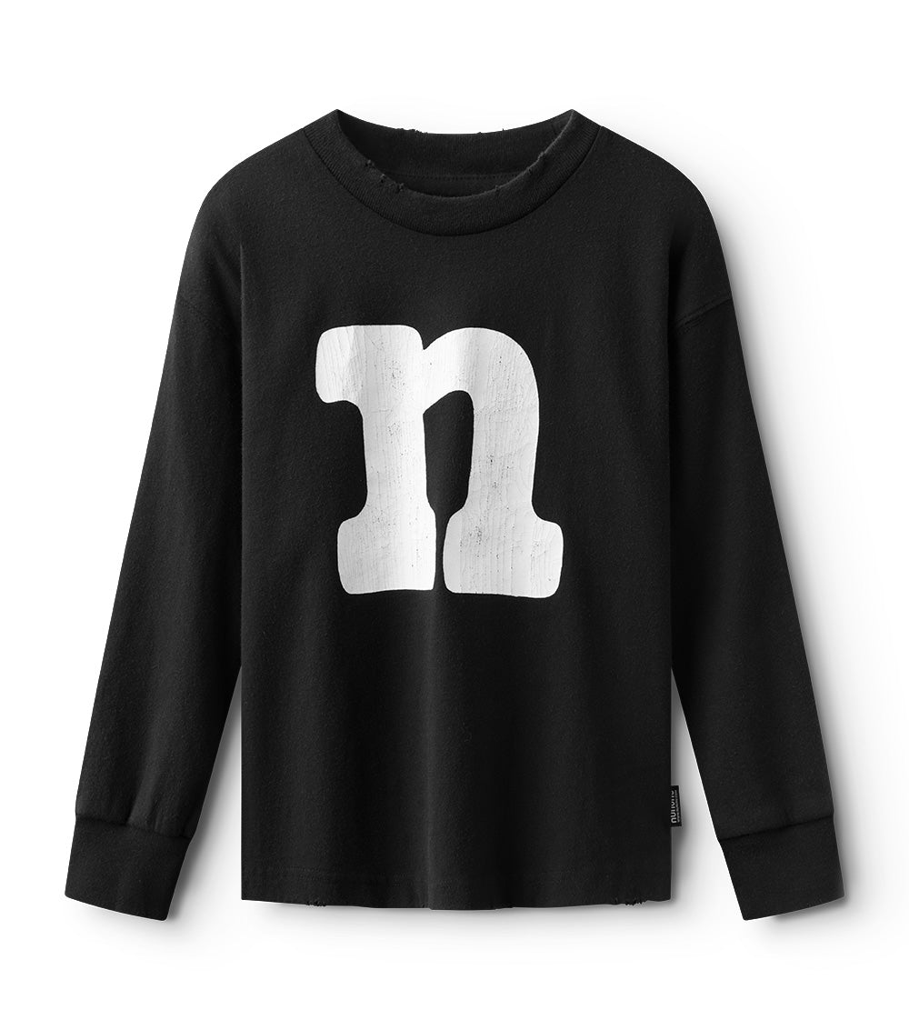 nununu letter shirt black