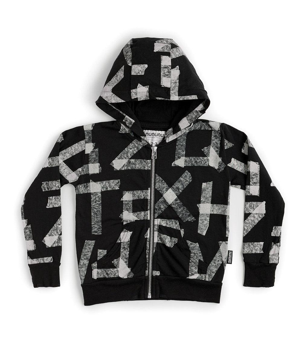 nununu masking tape light zip hoodie black