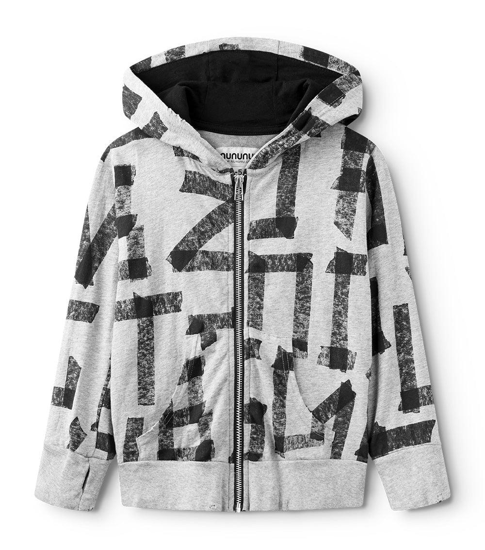 nununu masking tape light zip hoodie heather grey