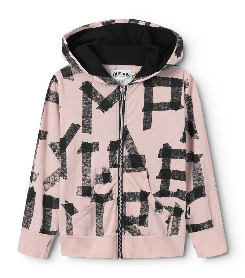 nununu masking tape light zip hoodie powder pink