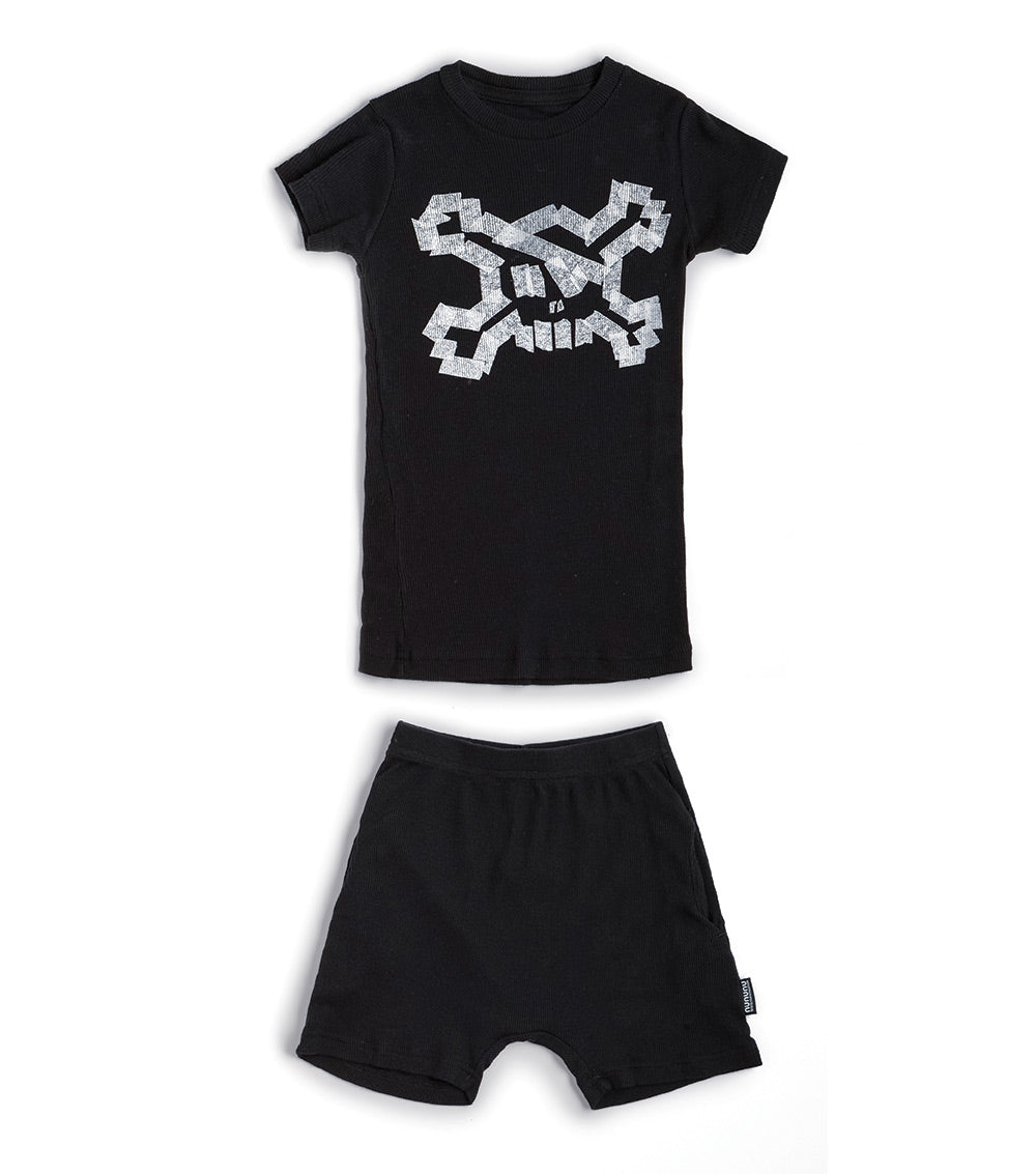 nununu masking tape skull loungewear black