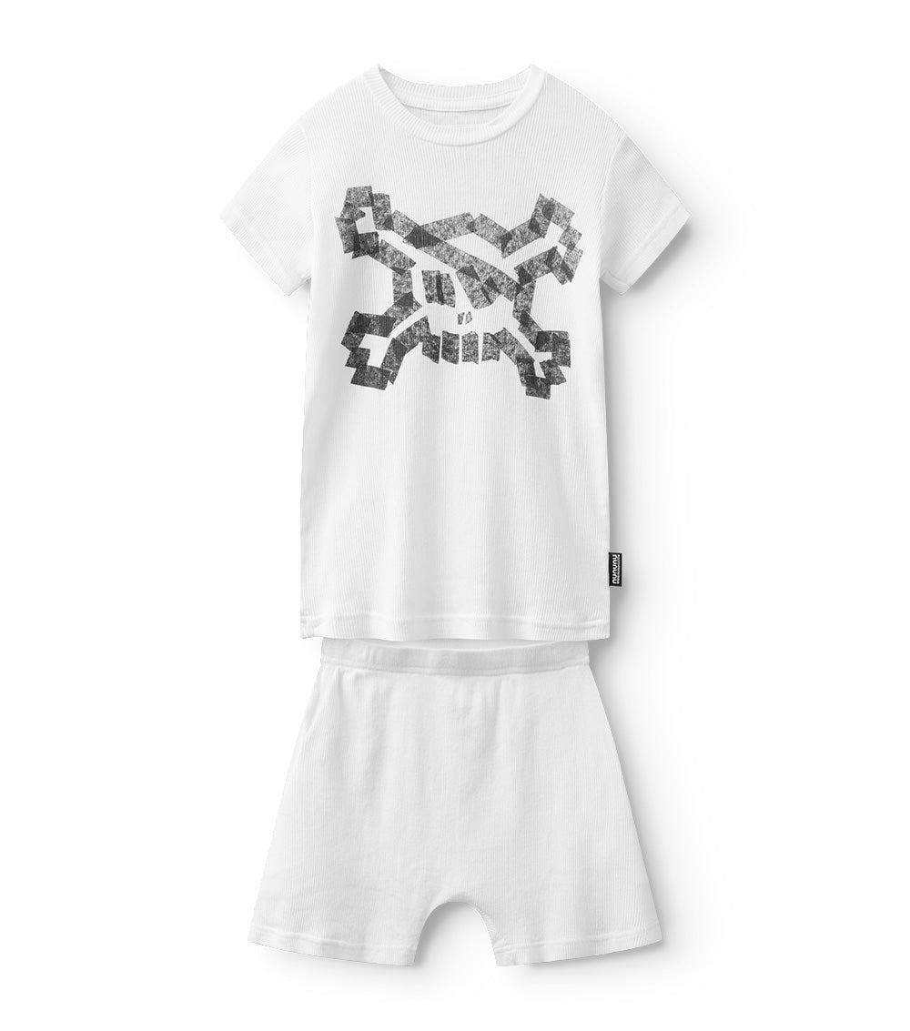 nununu masking tape skull loungewear white