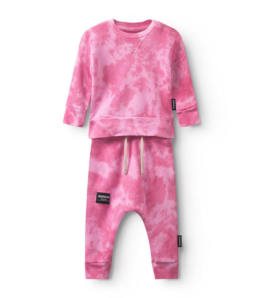 nununu mega tie dye baby set super pink