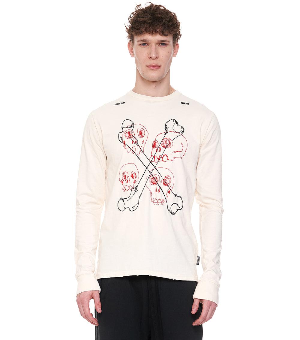 nununu men's multi skull shirt natural