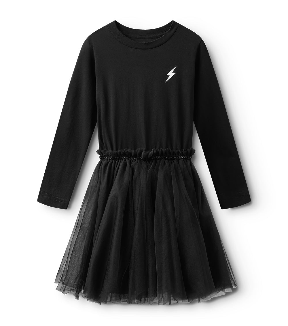 nununu mini bolt tulle dress black