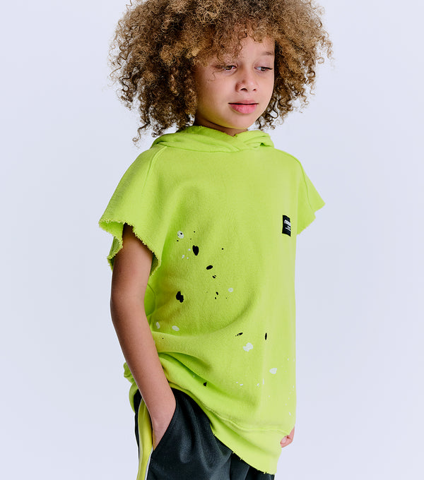 Nununu Mono Splash S/s Hoodie Hot Lime