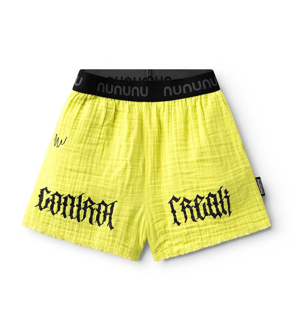 nununu muslin beach shorts hot lime