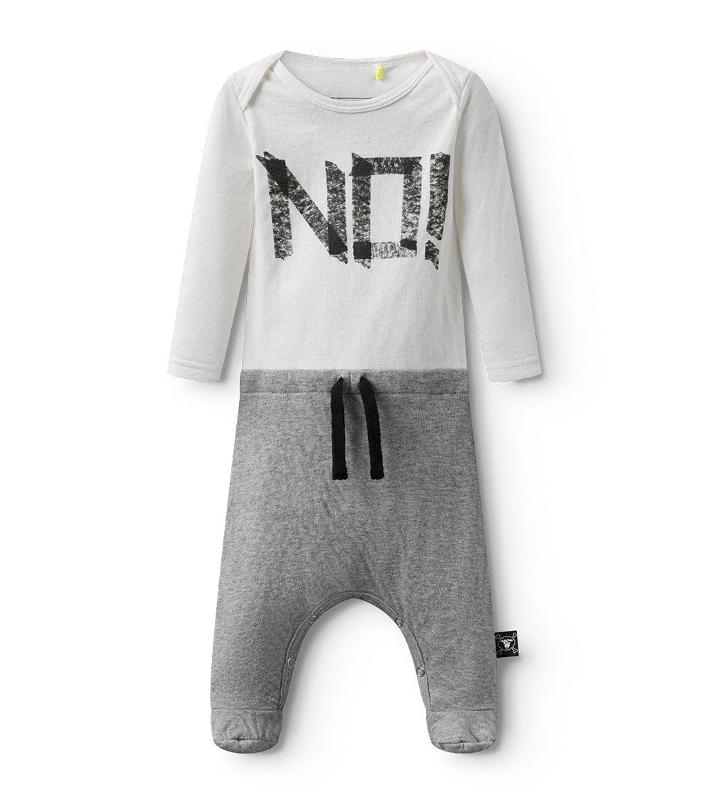 nununu no footed overall white/heather grey