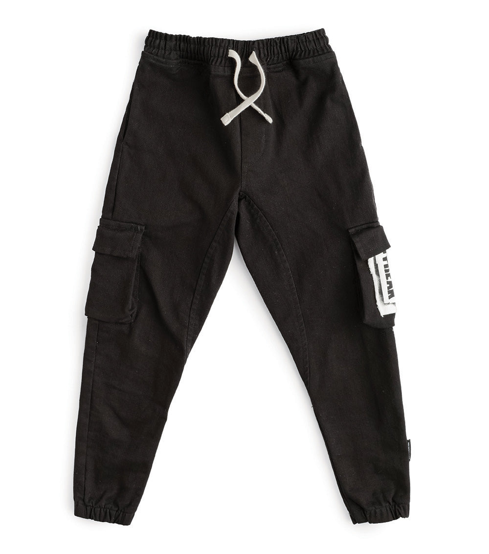 nununu patch cargo pants black