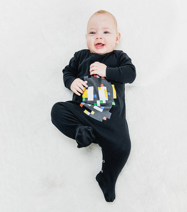 Nununu Pixel Skull Footed Overall Black