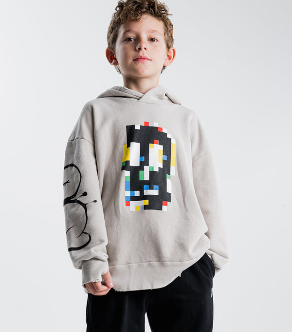 Nununu Pixel Skull Hoodie Smokey Grey