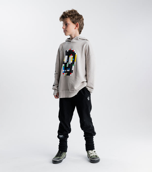 Nununu Pixel Skull Hoodie Smokey Grey