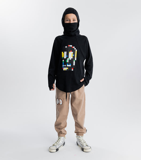 Nununu Pixel Skull Ninja Shirt Black