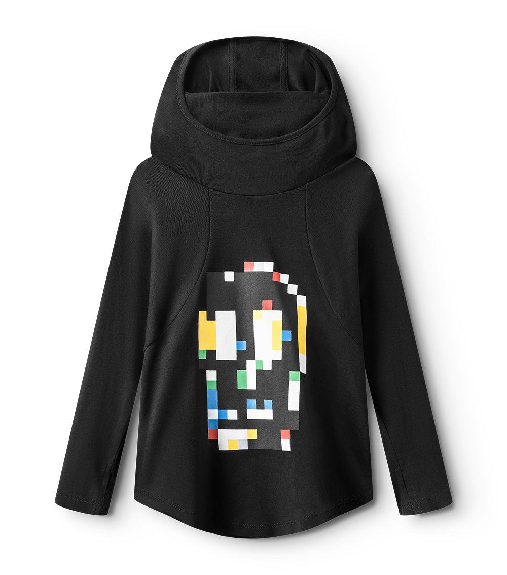 nununu pixel skull ninja shirt black