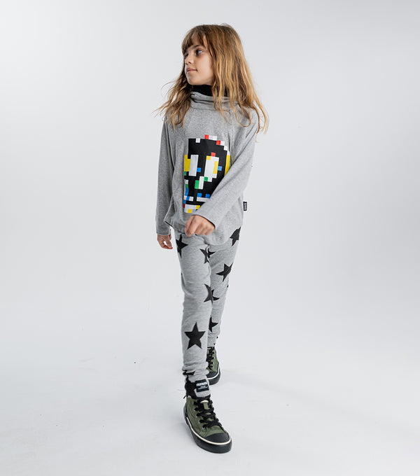 Nununu Pixel Skull Ninja Shirt Heather Grey