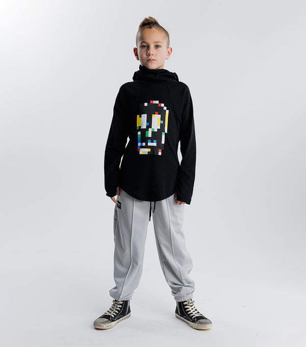 Nununu Pixel Skull Ninja Shirt Heather Grey