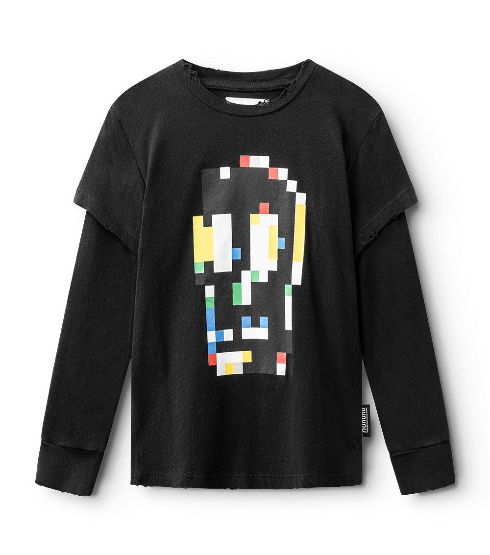 nununu pixel skull shirt black