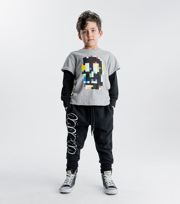 Nununu Pixel Skull Shirt Heather Grey