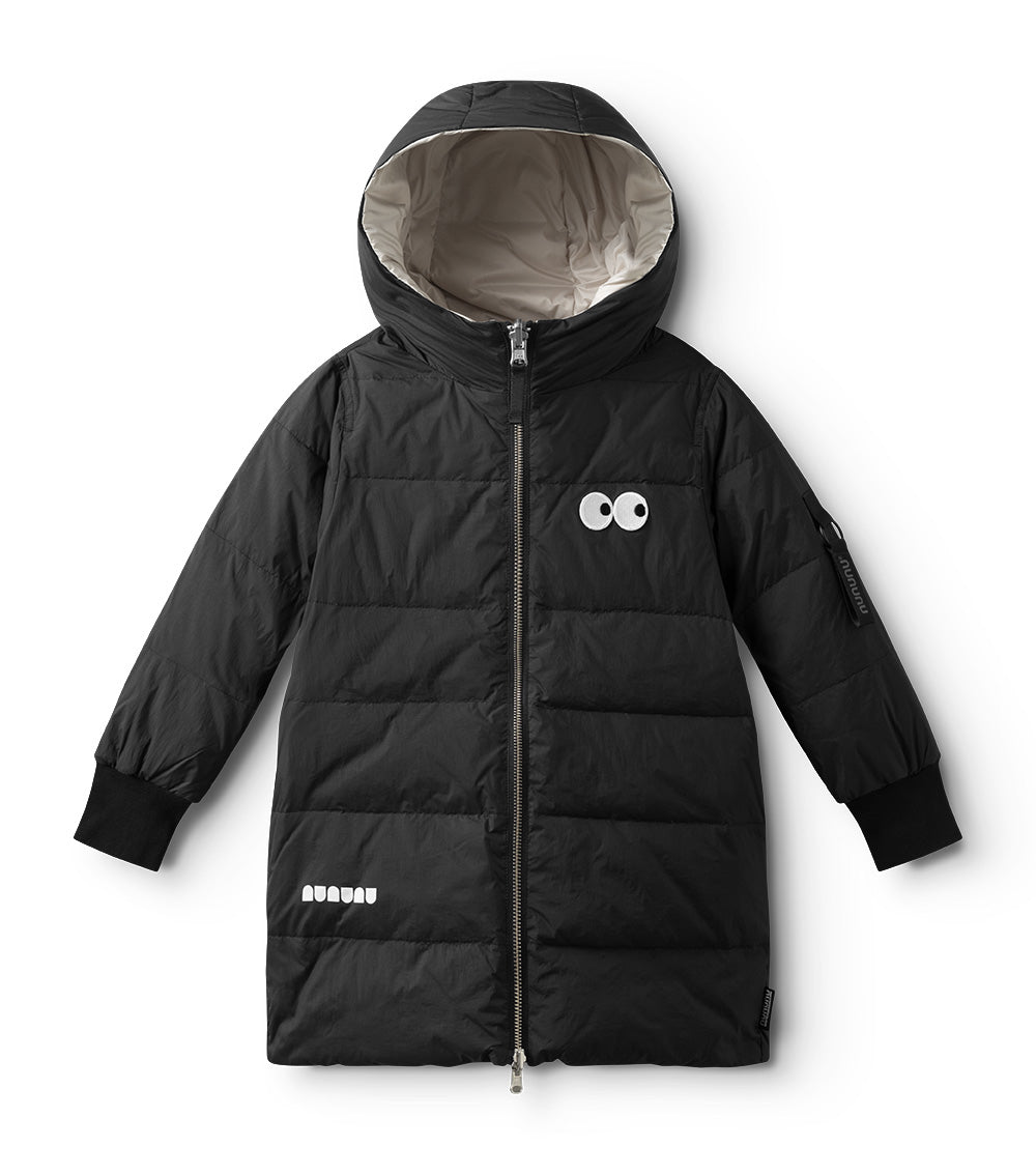 nununu reversible side eye down coat