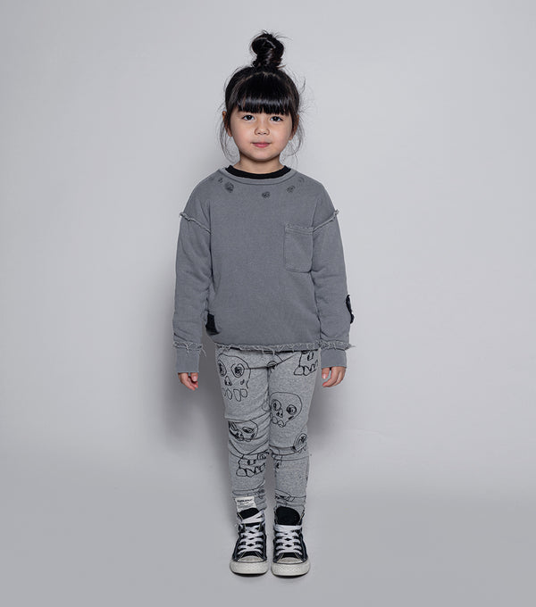 Nununu Scribbled Skulls Leggings Heather Grey