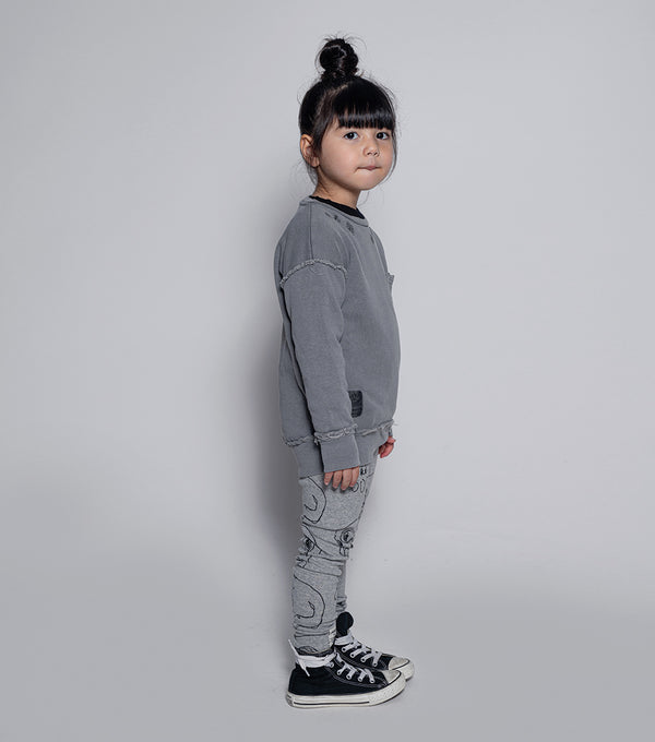 Nununu Scribbled Skulls Leggings Heather Grey